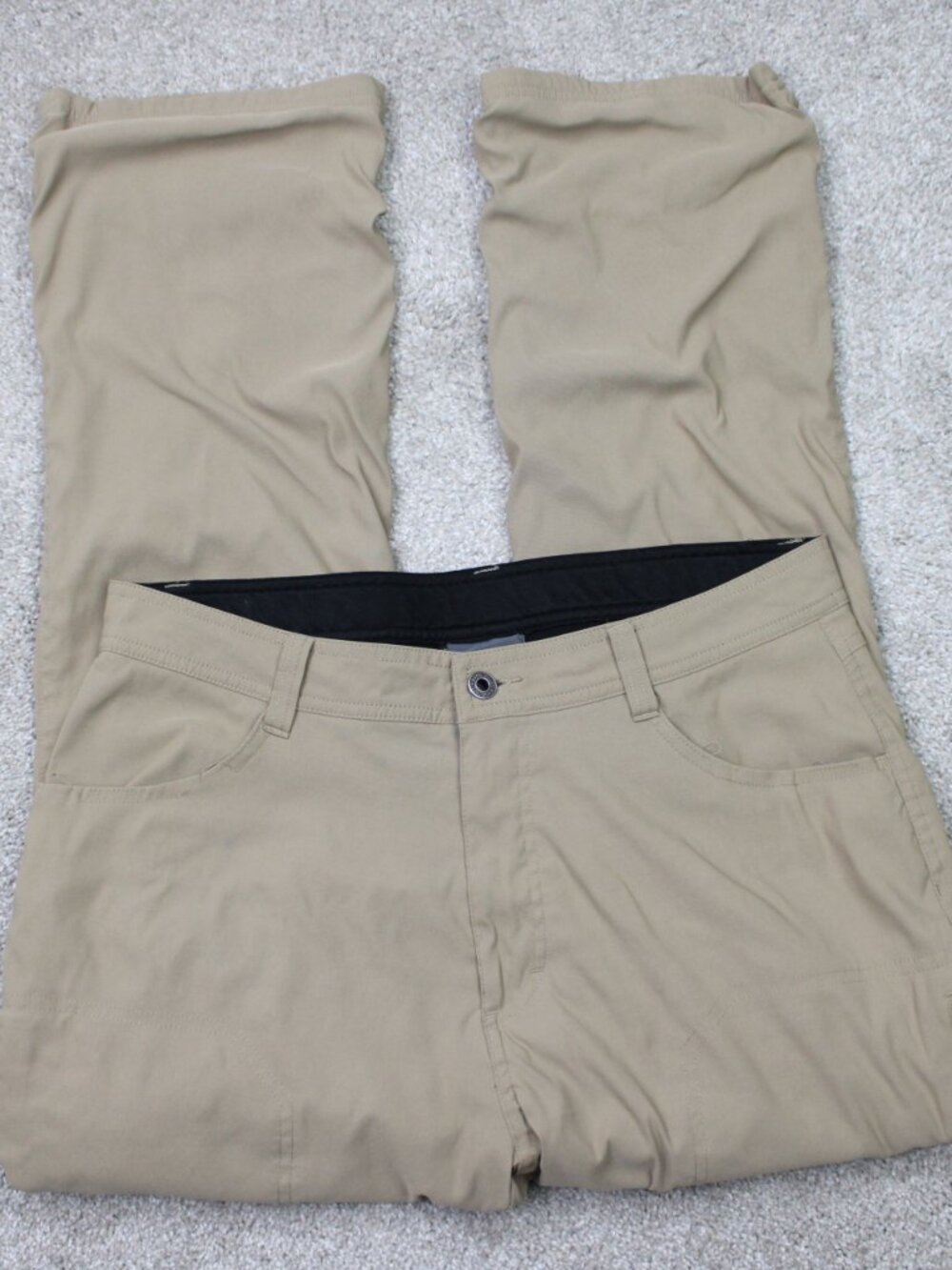Eddie Bauer Pants Mens 34x30 Beige Fleece Lined Tech Nylon Stretch Cargo Pocket